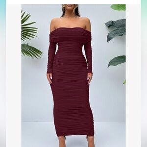 NEW NEVER WORN. PRETTYGARDEN Women's Fall Off Shoulder Maxi Bodycon Dress